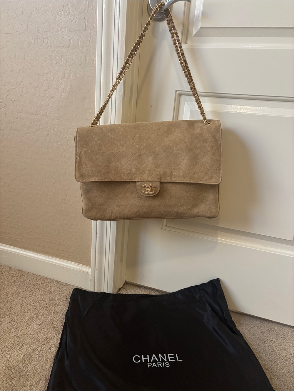 Jumbo suede  Quilted Flap Shoulder Bag new